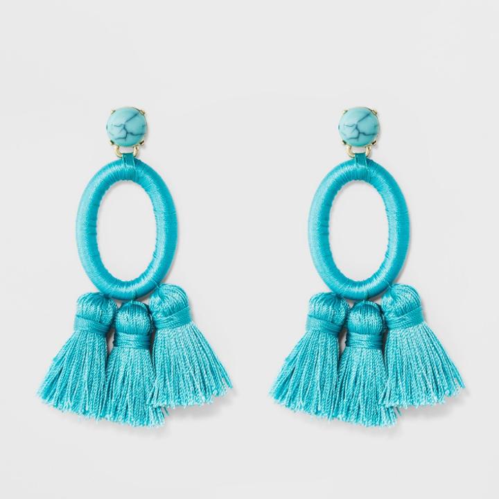 Sugarfix By Baublebar Hoop With Tassels Earrings - Turquoise, Girl's