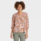 Women's Long Sleeve Button-front Blouse - Knox Rose Blush Floral