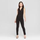 Women's Sleeveless Blazer Wrap Jumpsuit - Almost Famous (juniors') Black