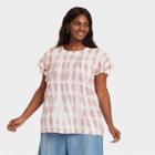 Women's Plus Size Flutter Short Sleeve Scoop Neck Essential T-shirt - Knox Rose Purple
