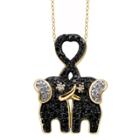 Distributed By Target Women's Sterling Silver Accent Round-cut Black And White Diamond Pave Set Elephant Pendant - Yellow