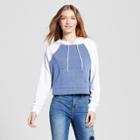 Women's Crop Hoodie - Mossimo Supply Co. White And Navy