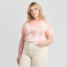 Women's Plus Size Short Sleeve Tie-dye T-shirt - Ava & Viv Blush Peach X, Women's, Orange
