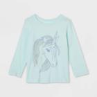 Toddler Adaptive 'unicorn' Long Sleeve Graphic T-shirt - Cat & Jack Turquoise