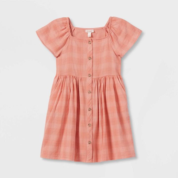 Girls' Short Sleeve Woven Dress - Cat & Jack Rose Pink