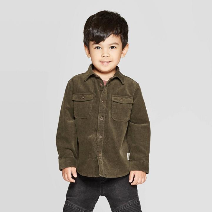 Toddler Boys' Corduroy Button-down Shirt - Art Class Green 2t, Toddler Boy's, Brown