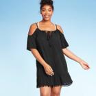 Women's Open Shoulder Dress Cover Up - Cover 2 Cover Black