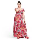 Women's Plus Size Safety-pin Print Cap Sleeve Sweetheart Neck Maxi Dress - Zac Posen For Target Magenta 22w, Women's, Purple