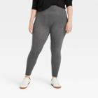 Women's Plus Size High-waist Cotton Seamless Fleece Lined Leggings - A New Day Heather Gray