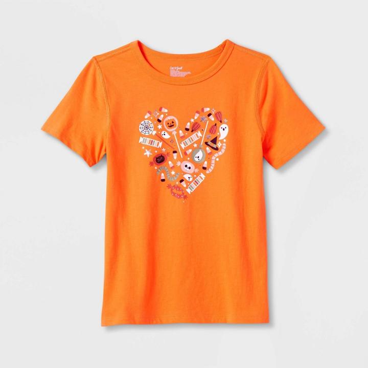 Kids' Adaptive Long Sleeve Halloween T-shirt - Cat & Jack Orange