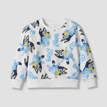 Toddler Boys' Bluey Printed Pullover Sweatshirt - Cream