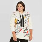 Women's Looney Tunes Plus Size Ugly Holiday Hooded Graphic Sweatshirt - Off White