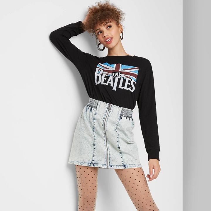 Women's High-rise Zip Front Denim Mini Skirt - Wild Fable Acid Wash Xs, Women's, Blue
