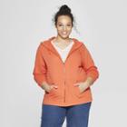 Women's Plus Size Long Sleeve Crew Neck Hoodie Sweatshirt - Universal Thread Orange