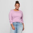 Women's Plus Size Crew Neck Long Sleeve T-shirt - Ava & Viv Lilac (purple)