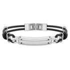 West Coast Jewelry Men's Stainless Steel And Rubber Id Bracelet - 8.5, Black/silver