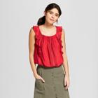 Women's Printed Ruffle Blouse - Universal Thread Red
