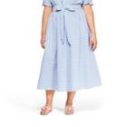 Women's Plus Size Striped Midi Skirt - Navy/white 2x - Vineyard Vines For Target, Blue