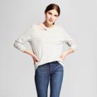 Alison Andrews Women's Long Sleeve Asymmetrical Cutout Pearl Embellished Sweatshirt Gray