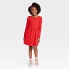 Girls' Printed Long Sleeve Dress - Cat & Jack Red