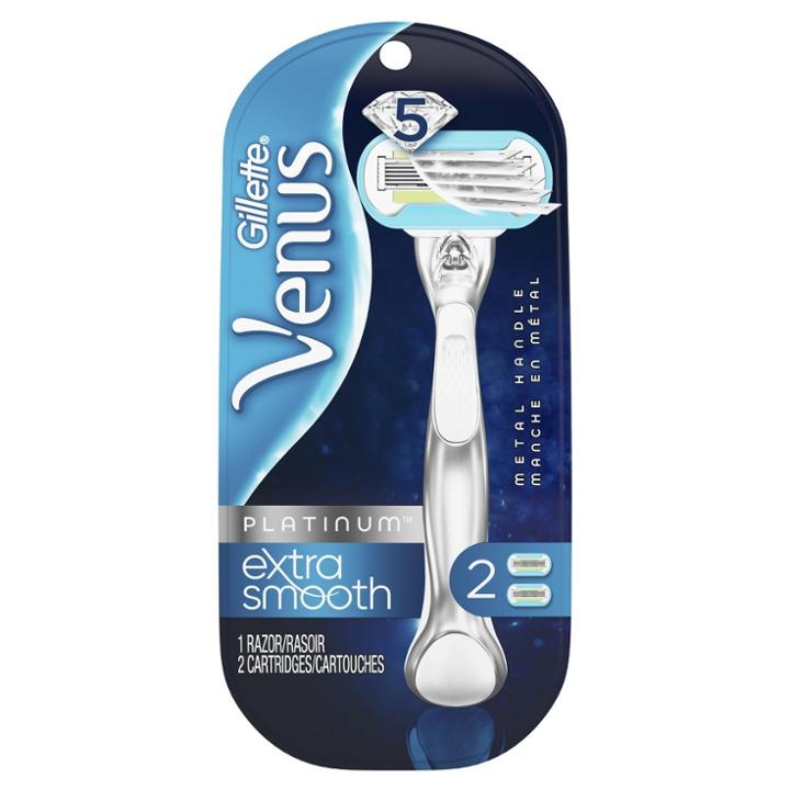 Venus Platinum Extra Smooth Metal Handle Women's Razor - 1 Handle +
