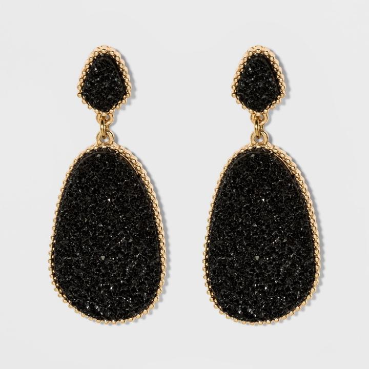 Sugarfix By Baublebar Dramatic Druzy Drop Earrings - Black, Girl's