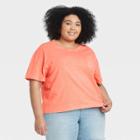 Women's Plus Size Short Sleeve Boxy T-shirt - Universal Thread Coral