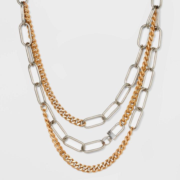 Mixed Metal Chunky Chain Layered Necklace - Universal Thread