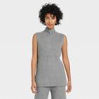Women's Mock Turtleneck Ribbed Sweater Vest - A New Day Gray