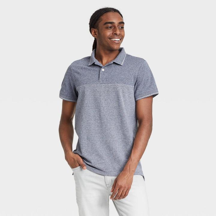 Men's Colorblock Collared Polo Shirt - Goodfellow & Co Black
