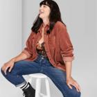 Women's Plus Size Oversized Long Sleeve Button-down Corduroy Shirt - Wild Fable Rose 1x, Size: