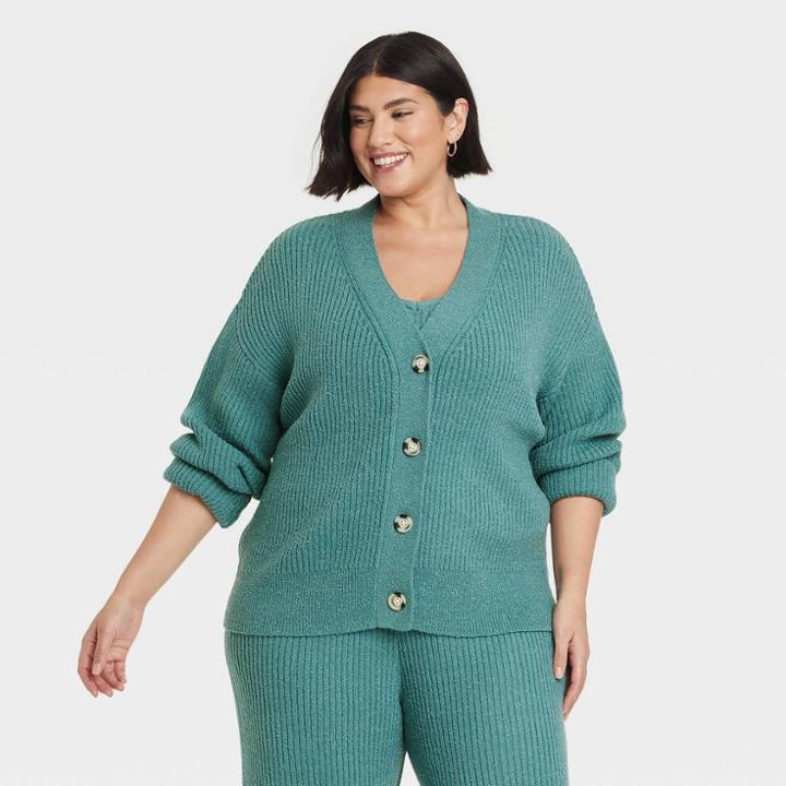 Women's Plus Size Cardigan - Ava & Viv Green X