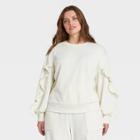 Women's Plus Size Ruffle Sleeve Scoop Neck Pullover Sweater - Who What Wear Cream