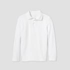 Oversizeboys' Long Sleeve Interlock Uniform Polo Shirt - Cat & Jack White