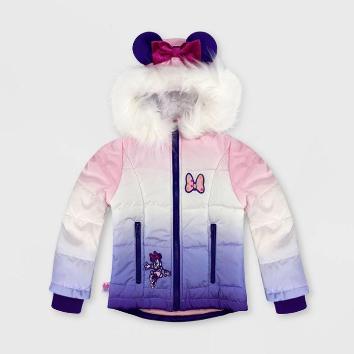Girls' Disney Minnie Mouse Parka Jacket - Pink/purple 3 - Disney