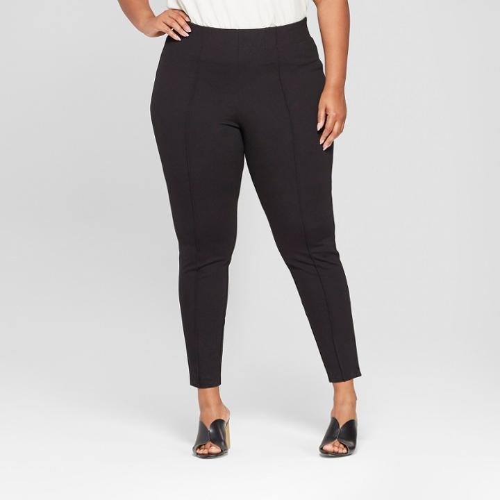 Women's Plus Size Comfort Waistband Pull-on Ponte Pants - Ava & Viv Black