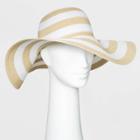 Women's Packable Essential Striped Straw Floppy Hat - A New Day Natural One Size, Brown