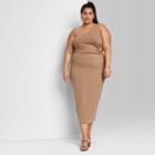 Women's Plus Size Sleeveless One Shoulder Cut Out Dress - Wild Fable Dark Taupe