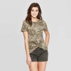 Women's Short Sleeve Scoop Neck Twist Front T-shirt - Universal Thread Olive