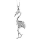 Target Women's Sterling Silver Accent Round-cut White Diamond Pave Set Crane Pendant - White