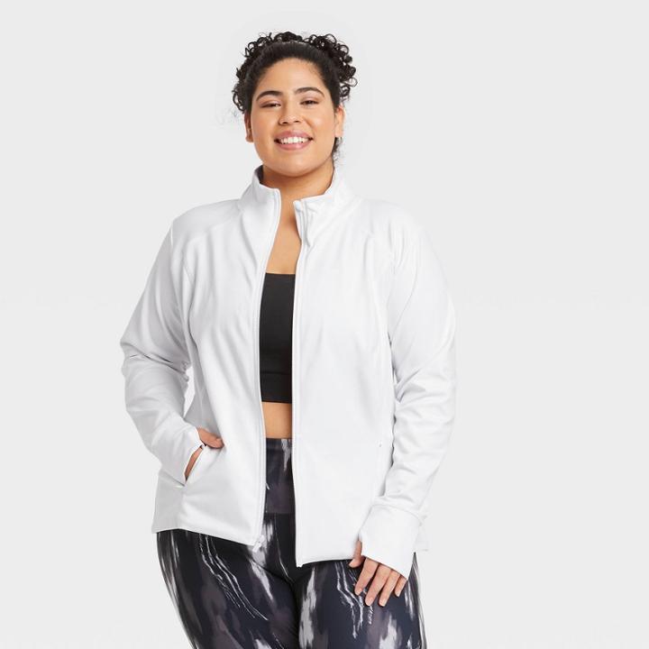 Women's Plus Size Zip-front Jacket - All In Motion White