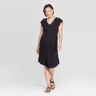 Target Maternity Short Sleeve V-neck Smocked Front Dress - Isabel Maternity By Ingrid & Isabel Black