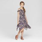 Girls' Cold Shoulder Button Front Dress - Art Class Black