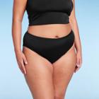 Women's Ribbed Scoop Front High Leg Cheeky Bikini Bottom - Wild Fable Black