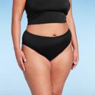 Women's Ribbed Scoop Front High Leg Cheeky Bikini Bottom - Wild Fable Black