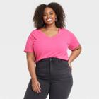 Women's Short Sleeve V-neck T-shirt - Ava & Viv Pink