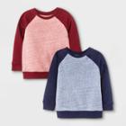 Toddler Boys' 2pk Fleece Crew Neck Pullover Sweatshirt - Cat & Jack Navy/maroon