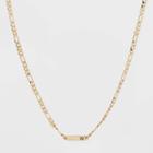Gold Plated Figaro Bar Initial 'w' Chain Necklace - A New Day Gold