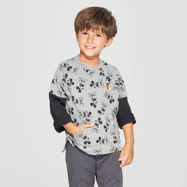Toddler Boys' Disney Mickey Mouse & Friends Mickey Mouse Sweatshirt - Heather Gray