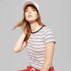 Women's Striped Short Sleeve Ringer T-shirt - Wild Fable Blue